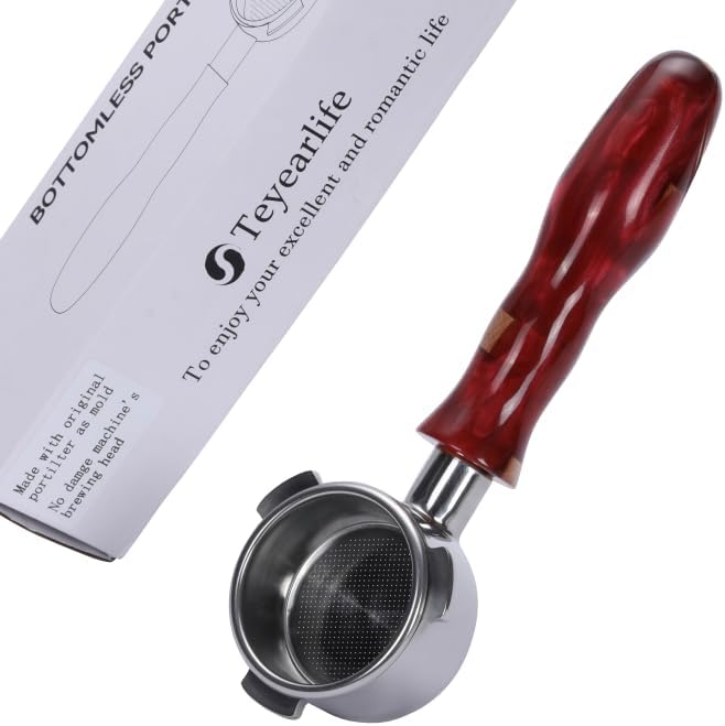 54mm bottomless portafilter for Breville Barista Express(BES870) Pro Touch Bambino Infuser Duo Temp Espresso Accessories Includes Naked Basket Stainless Steel resin red