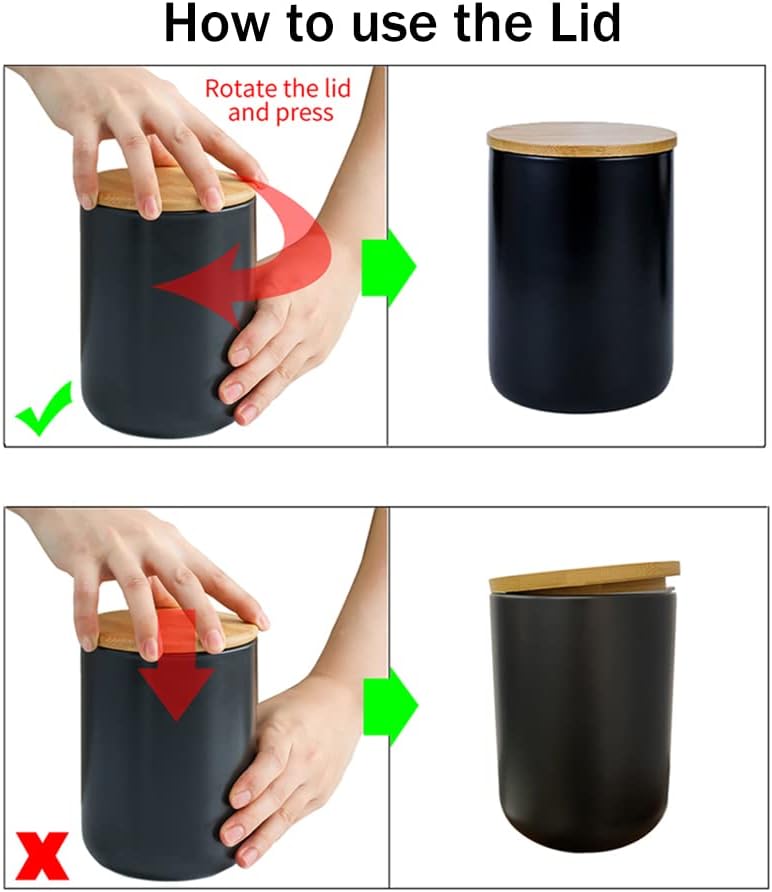 Ceramics Food Storage Jar Canister with Airtight Seal Bamboo Lid, Simple Style Kitchen Canister for Food Storage, Store Coffee, Sugar, Tea, Spices and More (White (8.79oz/260ml))