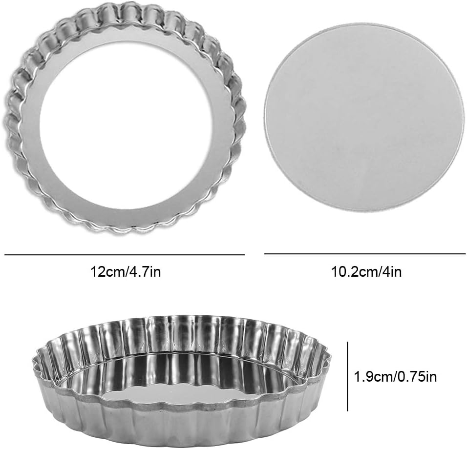 Set of 6, Mini Tart Pan, findTop 4.7 Inch Non-Stick Quiche Pan with Removable Bottom or Oven