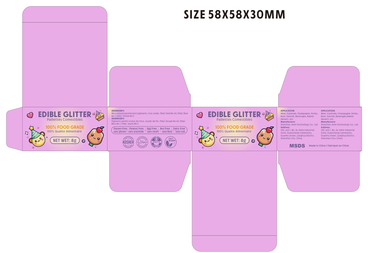 Nomeca Edible Glitter for Drinks Cakes, 8 grams Food Grade Luster Dust Sprinkles Glitter for Cake Decorations, DIY Cocktails, Beverages & Cake Decorating, Dessert Cake Topper (5-Sakura Pink)