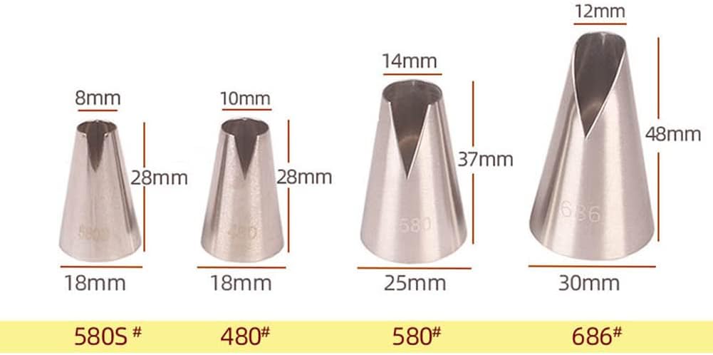 St. Honore Piping Tips,V-shaped wave Pastry Tips Cake Decorating Nozzles Tips Piping Kit for Pastry Cupcakes Cakes Cookies,4 Pcs