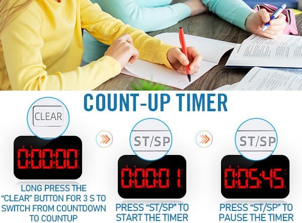 KMMKGGKitchen Timer(1.5" Number) Large Digital Magnetic Timer, Rechargeabilit, Countdown and Countup, 3 Brightness Display, 3 Volume Levels and Vibration Mode, for Cook, Adults Study Teaching(RED)