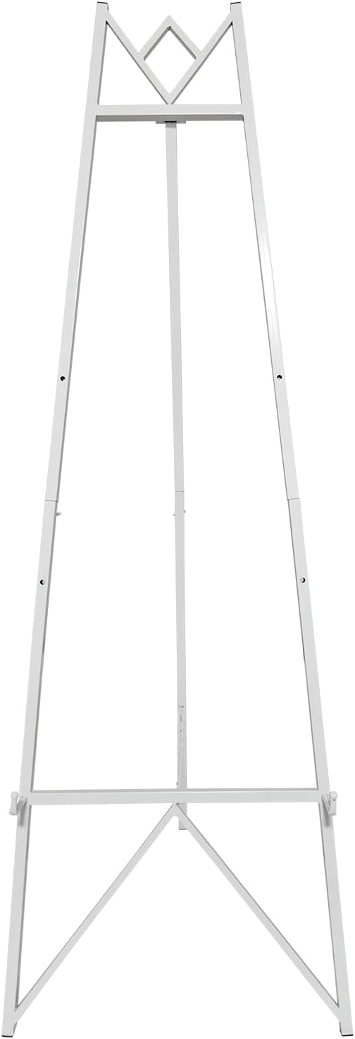58 Inch Iron Adjustable Arts & Crafts Easels,Metal Easel Stand with Chain Support for Mirror,Floor Easels for Display Wedding Sign(White)