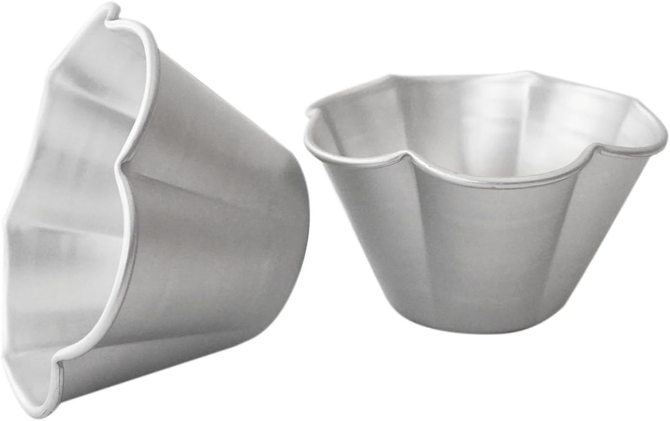 6 Pcs Fluted Pudding Pan, Aluminum Egg Tart Mold Baking Tool, Individual Flan Molds, Reusable Miffin Cups for Tartlets, Quiches, Popover, Jello, Cakes
