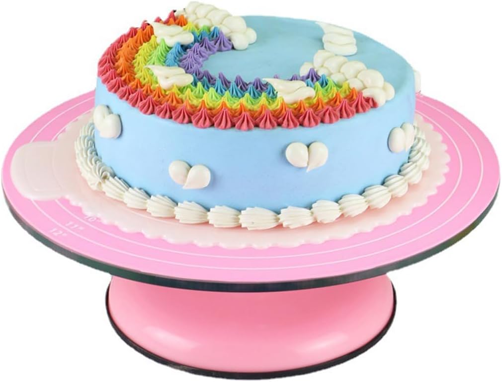 Silicone Baking Mat Cake Mat Silicone Cake Mat Silicone Baking Mat with Measurements for CakeTurntable Stand Non-Stick Heat Resistant Pastry Baking Sheet -Blue