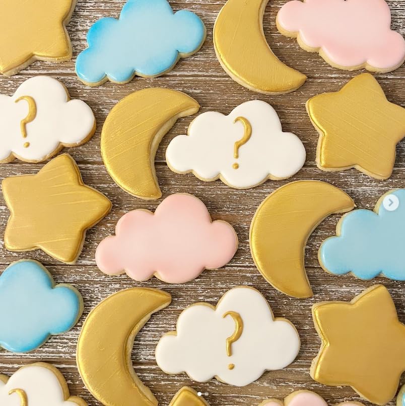 3 Pieces Star, Moon and Cloud Cookie Cutters Stainless Steel Biscuit Cutters Molds Shapes for Baby Shower or Gender Reveal Party