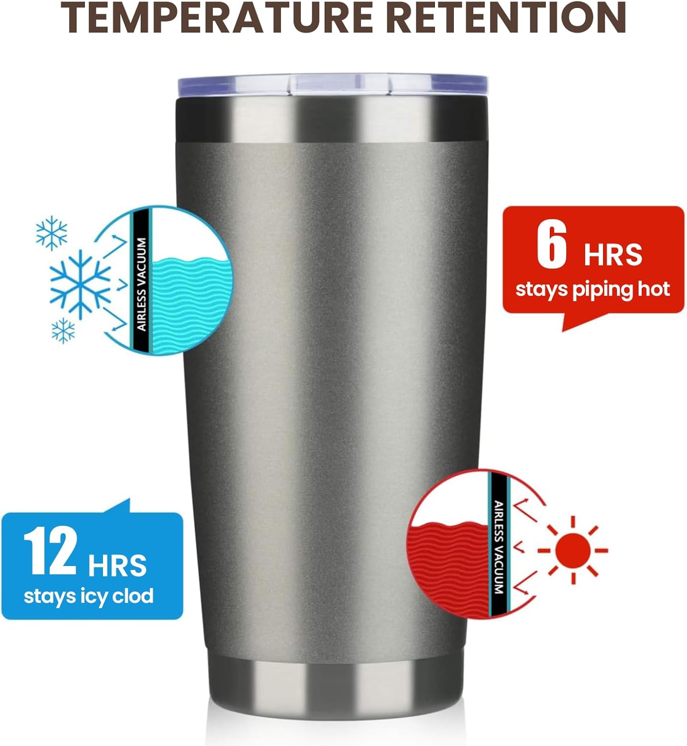 MEWAY 20oz Tumbler 12 Pack Double Wall Vacuum Insulated Travel Mug Bulk, Stainless Steel Tumblers with Lid and Straw, Durable Powder Coated Coffee Cups for Cold & Hot Drinks (Cold Gray, 12)