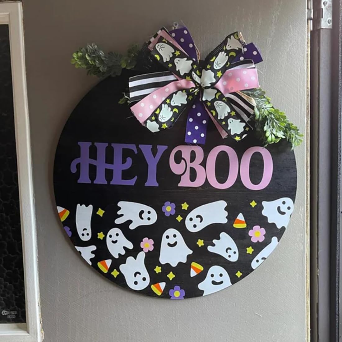 Halloween Stencils for Painting on Wood 12inch Large Halloween Stencil Hey Boo Witches Spider Bats Ghost Draw Templates for Porch Hanger Doormat Fabrics DIY Crafts Decor HW