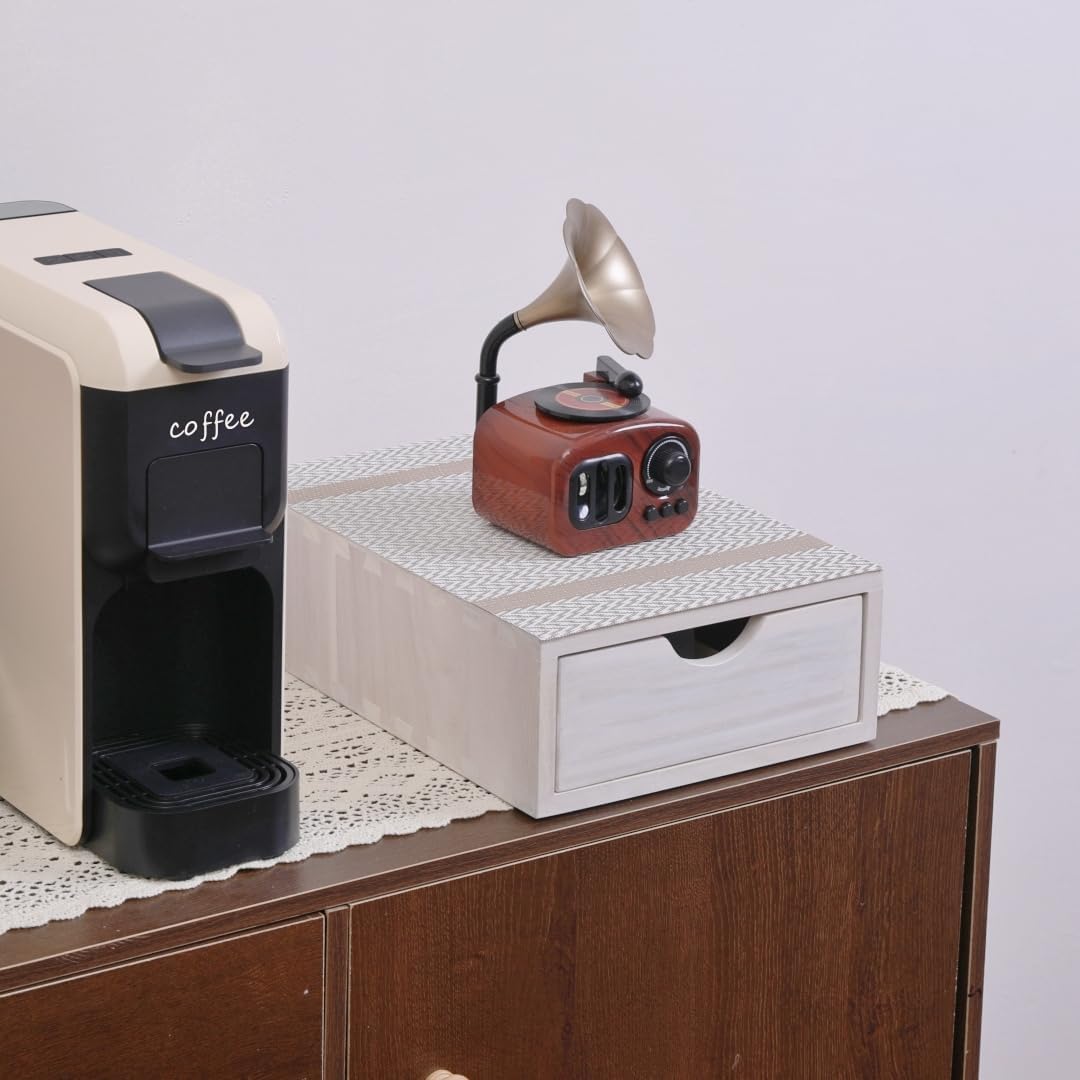 Wood Storage Drawers Organizer for Coffee Pod Holder- Kitchen Counter K Cup Drawer for Coffee Maker Stand Pod Capsule Storage Organization Coffee Accessories- Multi Purpose Desk Drawers 1D1C-WH