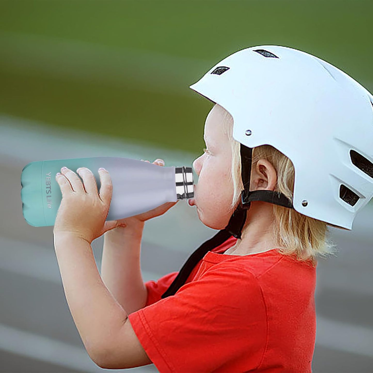 Insulated Water Bottle, 2 Pack-9oz Stainless Steel Water Bottles with straw lid, Metal Sports Water Bottles for Boys,Girls, Double Wall Vacuum BPA-Free Flask for School (Sunset & Sea)