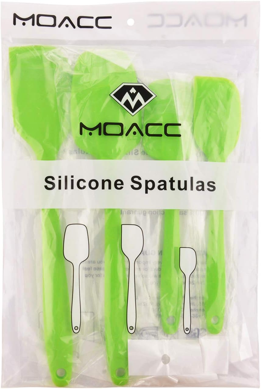 Silicone Spatulas Set, Rubber Spoon Spatula Heat Resistant Spoonula One Piece Design Seamless Spatula Non-Stick Scrapers Baking Mixing Tool (Green Set)