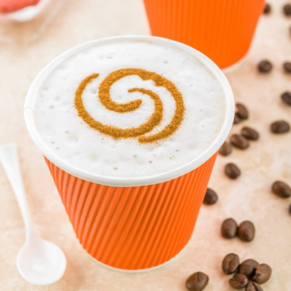 Restaurantware 8 Ounce Double Wall Disposable Coffee Cups, 25 Insulated Orange Paper Tumblers with Ripple Wall Design, Lids Sold Separately for Hot Drinks like Tea, Hot Chocolate, and More