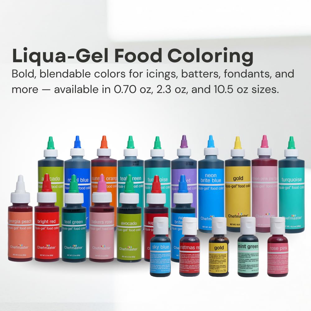 Chefmaster Violet Liqua-Gel® Food Coloring | Vibrant Color | Professional-Grade Dye for Icing, Frosting, Fondant | Baking & Decorating | Fade-Resistant | Easy-to-Use | Made in USA | 2.3 oz