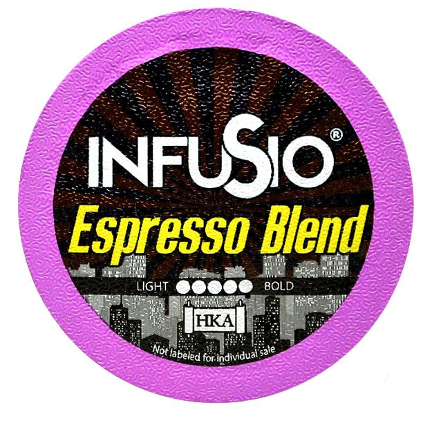 InfuSio Coffee Pods 96 Count Espresso Blend Dark Roast Single serve Coffee pods for Keurig K Cups Brewers - InfuSio Premium Roasted Keurig 2.0 Compatible
