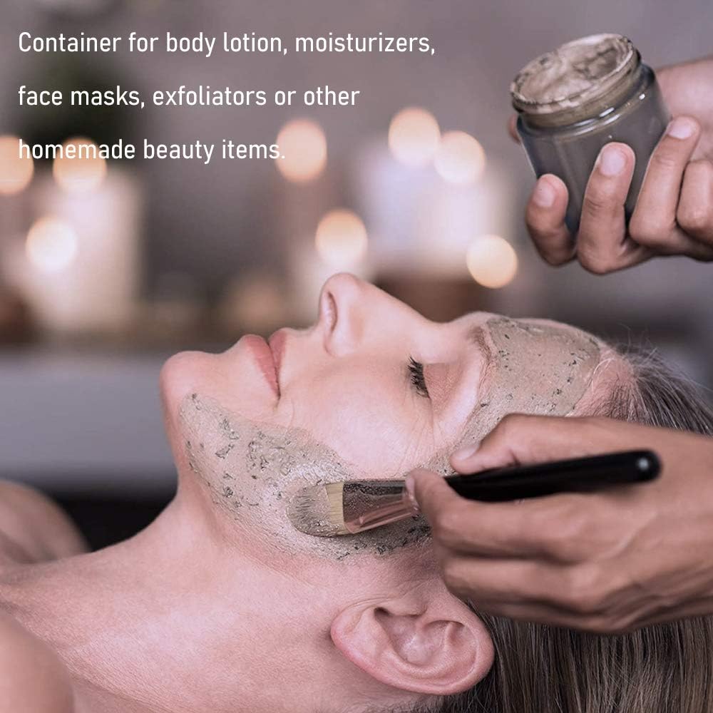 Bumobum 2 oz Glass Jars with Lids, 48 pack Clear Round Small Containers with White Lids, Blank Labels & Inner Liners, Empty Cosmetic Containers for Sample, Powder, Cream, Lotion