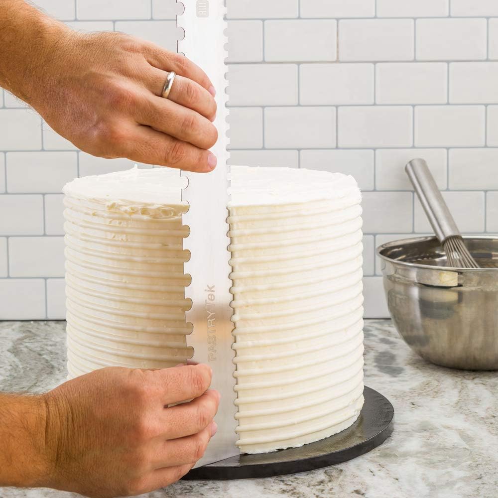 Restaurantware 19.8 Inch x 2 Inch Cake Comb 1 Semicircle Decorating Comb - Double-Sided Assorted Edges Stainless Steel Icing Smoother For Decorating Or Sculpting Desserts