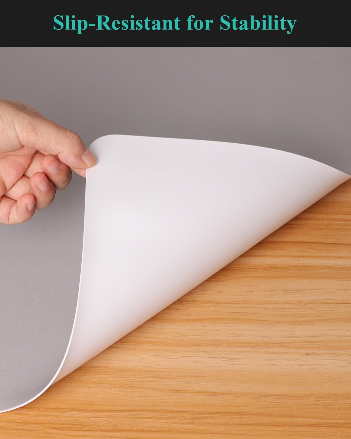 Light Gray Plastic Table Cover Protector, 42" x 60" Waterproof Easy Flat PVC Desk Pad Mat, 1.5mm Thick Rectangle Vinyl Table Top Protector for Dining Room Table, Office, Dresser
