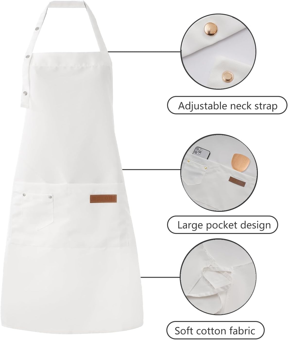 Tosewever Art Aprons for Women Painting Pottery Baking, Mens Buckle Straps Kitchen Apron with Pockets for Chef Cooking