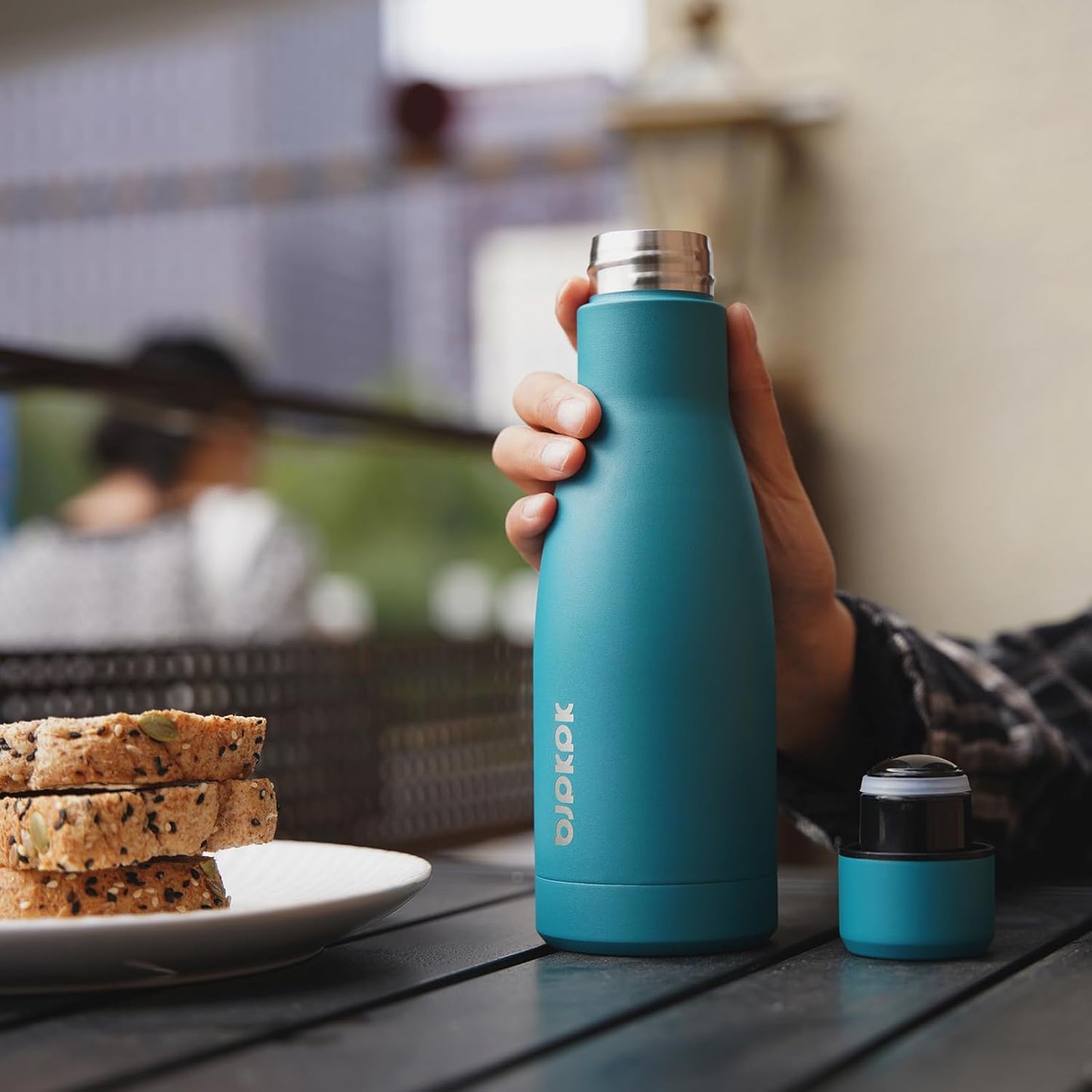 BJPKPK 17oz Insulated Water Bottles Stainless Steel Sports Water Bottles Keep Cold and Hot for Travel Dishwasher Safe,Sea Blue