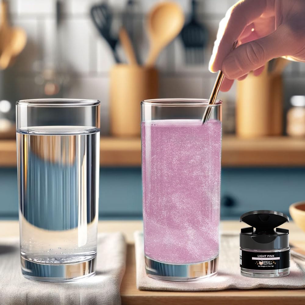 Brew Glitter Light Pink Edible Drink Glitter 1x 4g Jar for Cocktails, Beer, & Beverages