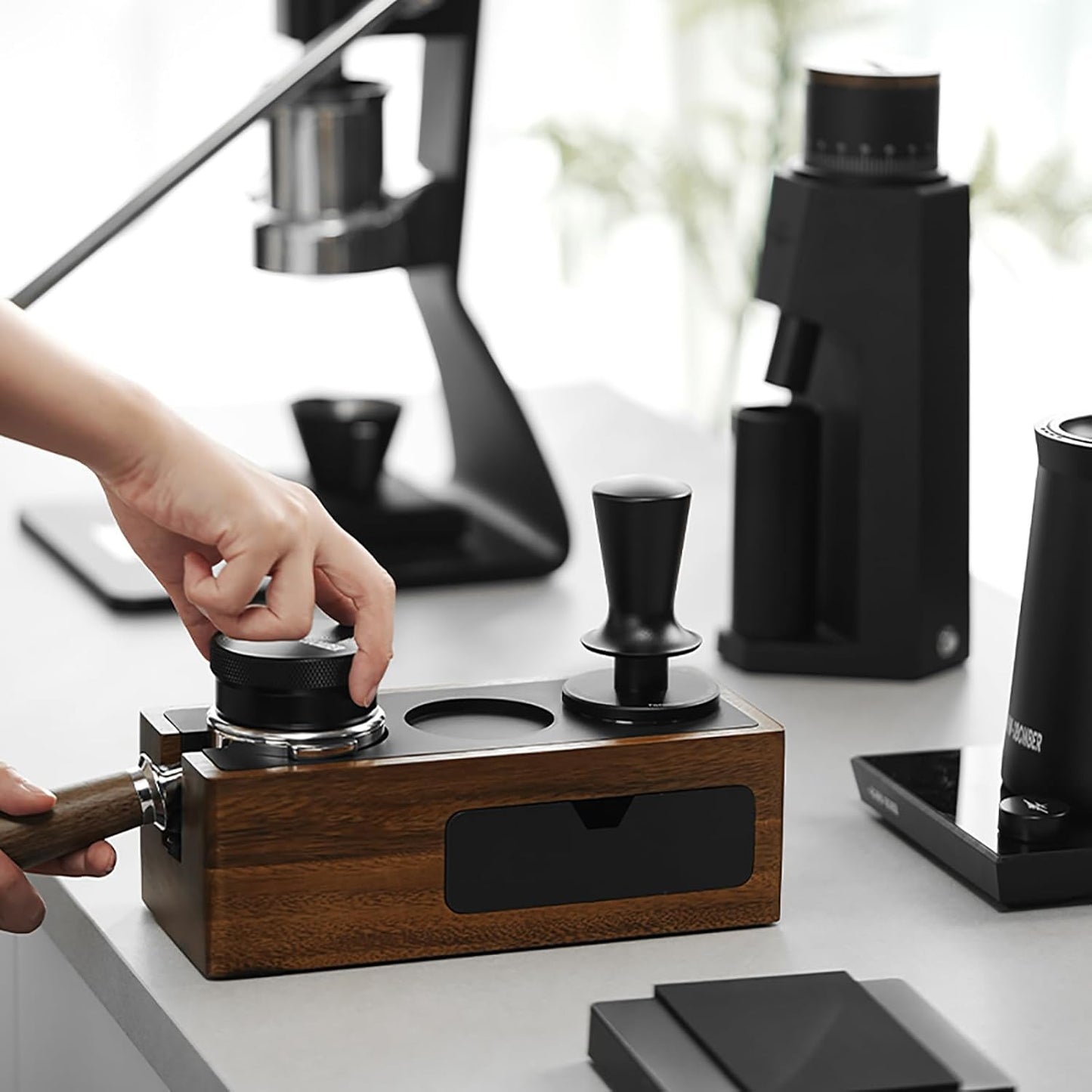 MHW-3BOMBER Espresso Distribution Tool 51mm, Espresso Distributor fit 51mm Portafilter, Depth Adjustable Coffee Distributor, 4-oar SUS304 Base, CD Espresso Leveler,T5251L4-OS