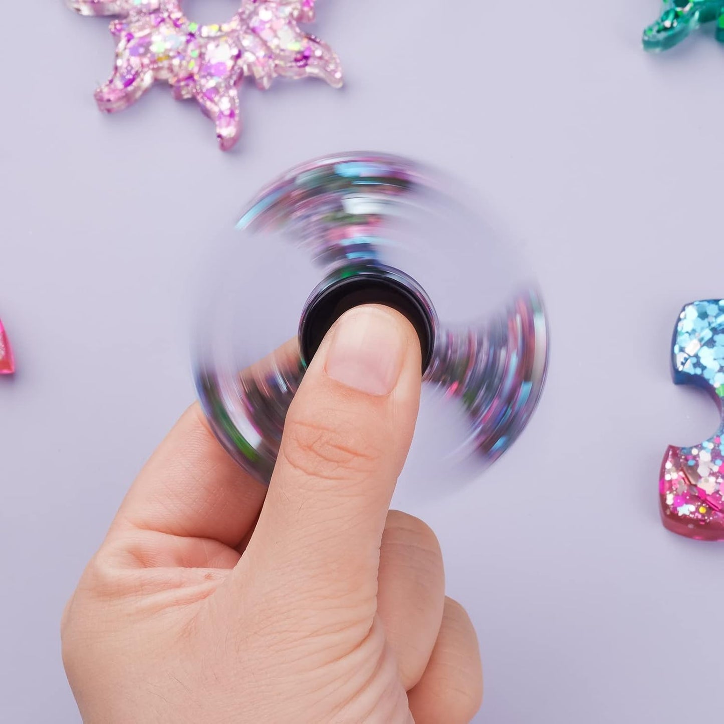 NiArt Fidget Finger Spinner DIY Epoxy Resin Casting Silicone Mold Kit 4 Molds with 10 Bearings Set, Stress Reliever Hand Fidget Toy Gift for Kids and Adults Art Crafts Home Decorations Jewelry (Set C)