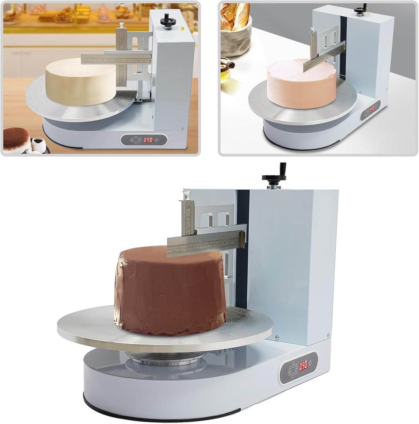 Electric Cake Decorating Machine Cream Coating Spreading Smooth Machine Surface Scraper for 4-16inch Cakes, 0-320RPM Adjustable Rotating Speed