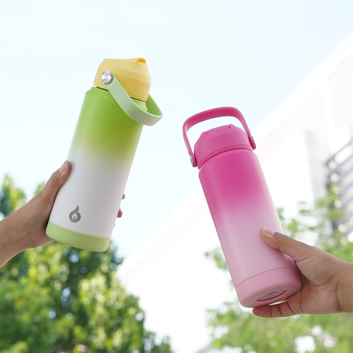 BJPKPK Water Bottle with Straw Lid, 24oz Vacuum Insulated Water Bottles, Metal Stainless Steel Thermos for Sports, Travel, BPA Free Leak Proof Thermos, Cups, Flasks, Tumblers,Cherry