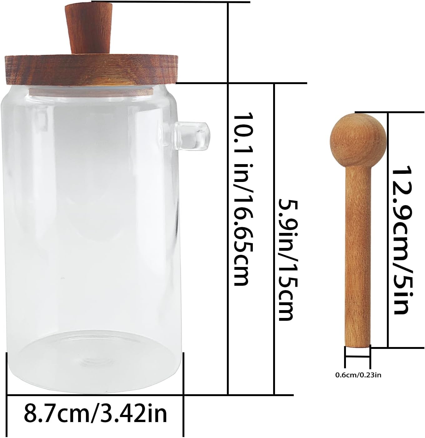 Glass Jars Containers with Wooden Handles Lids and Scoop Clear Canister Jars Set with Spoon for Kitchen Food Storage Coffee Tea Sugar Decorative Countertop Organization Jars 25 oz