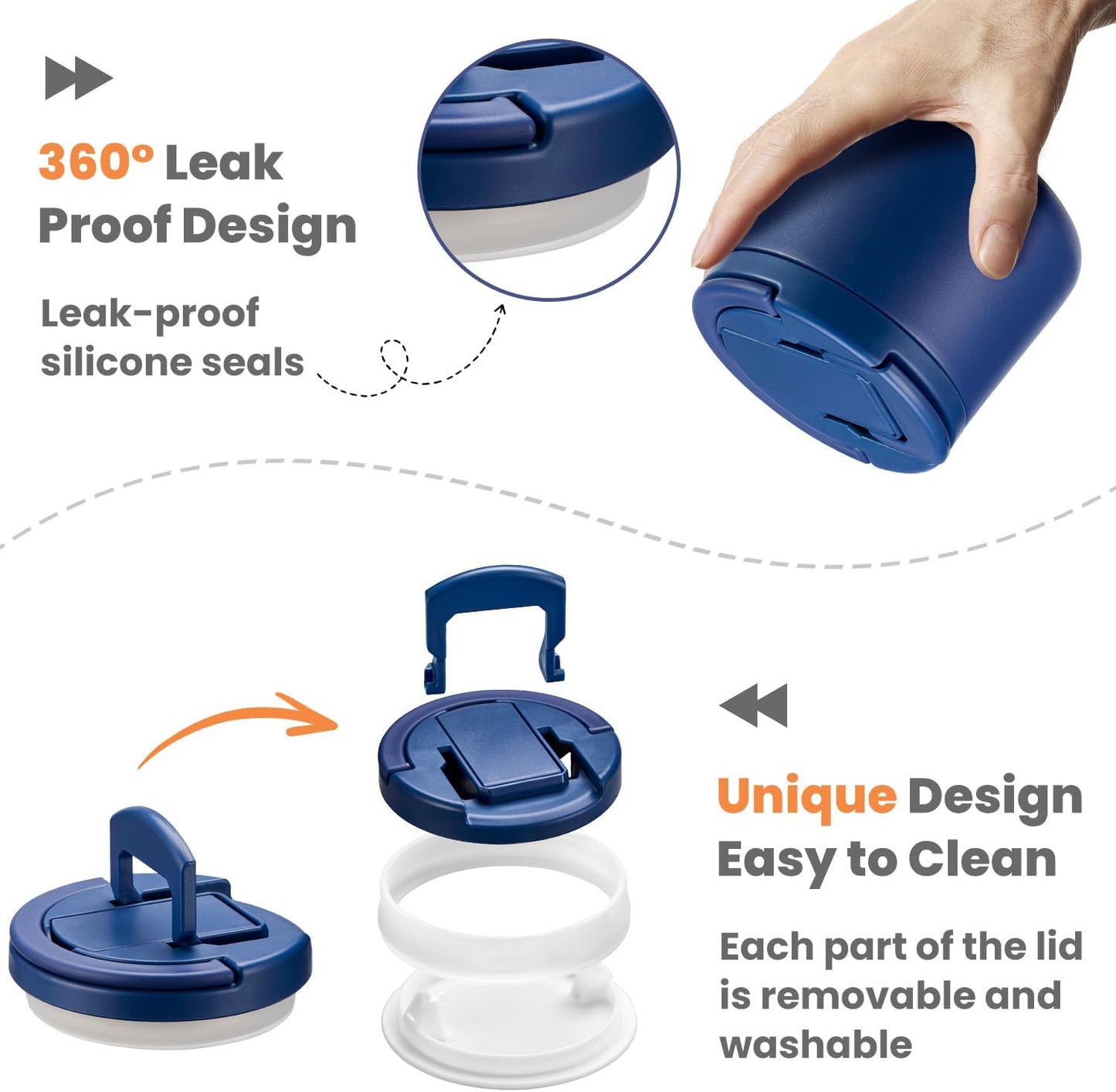 14oz Insulated Vacuum Food Jar with Buckle Lid,Soup Thermo for Hot Food Kids,Wide Mouth Leakproof Stainless Steel Lunch Container with Spoon-Blue