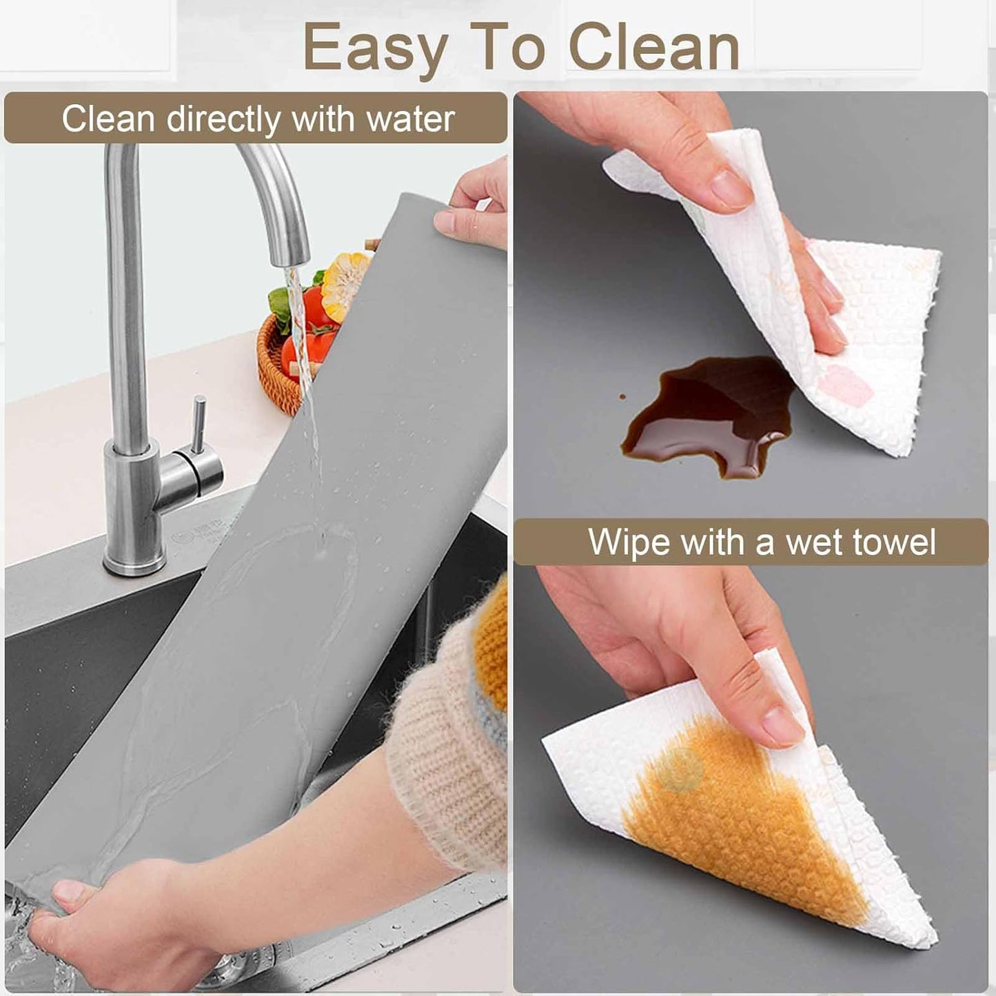 47.2"x23.6"(120cmx60cm) Large Silicone Mat for Kitchen Counter, Non-Slip Heat Resistant Countertop Protector, Waterproof Multipurpose Mat for Kitchen Island, Black