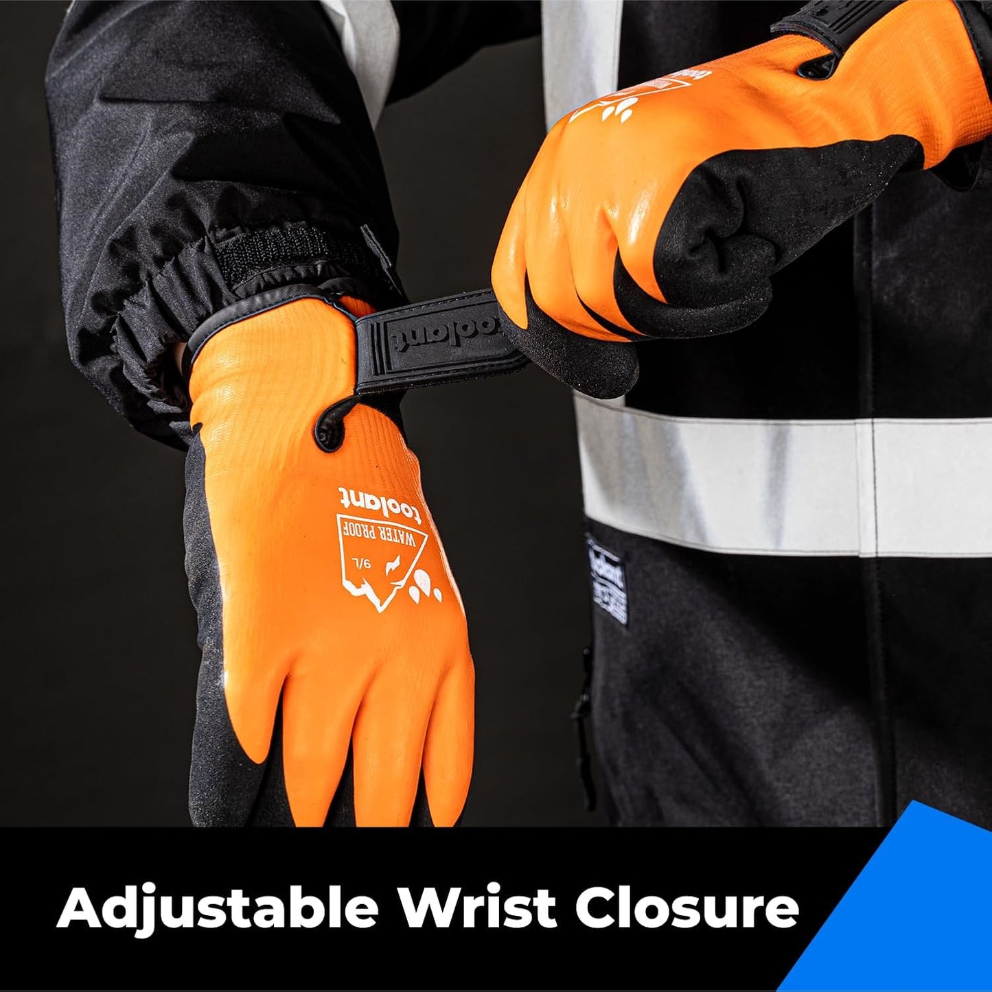 100% Waterproof Gloves for Men and Women, Winter Work Gloves for Cold Weather, Thermal Insulated Freezer Gloves, Touch Screen, With Grip, Orange, Small