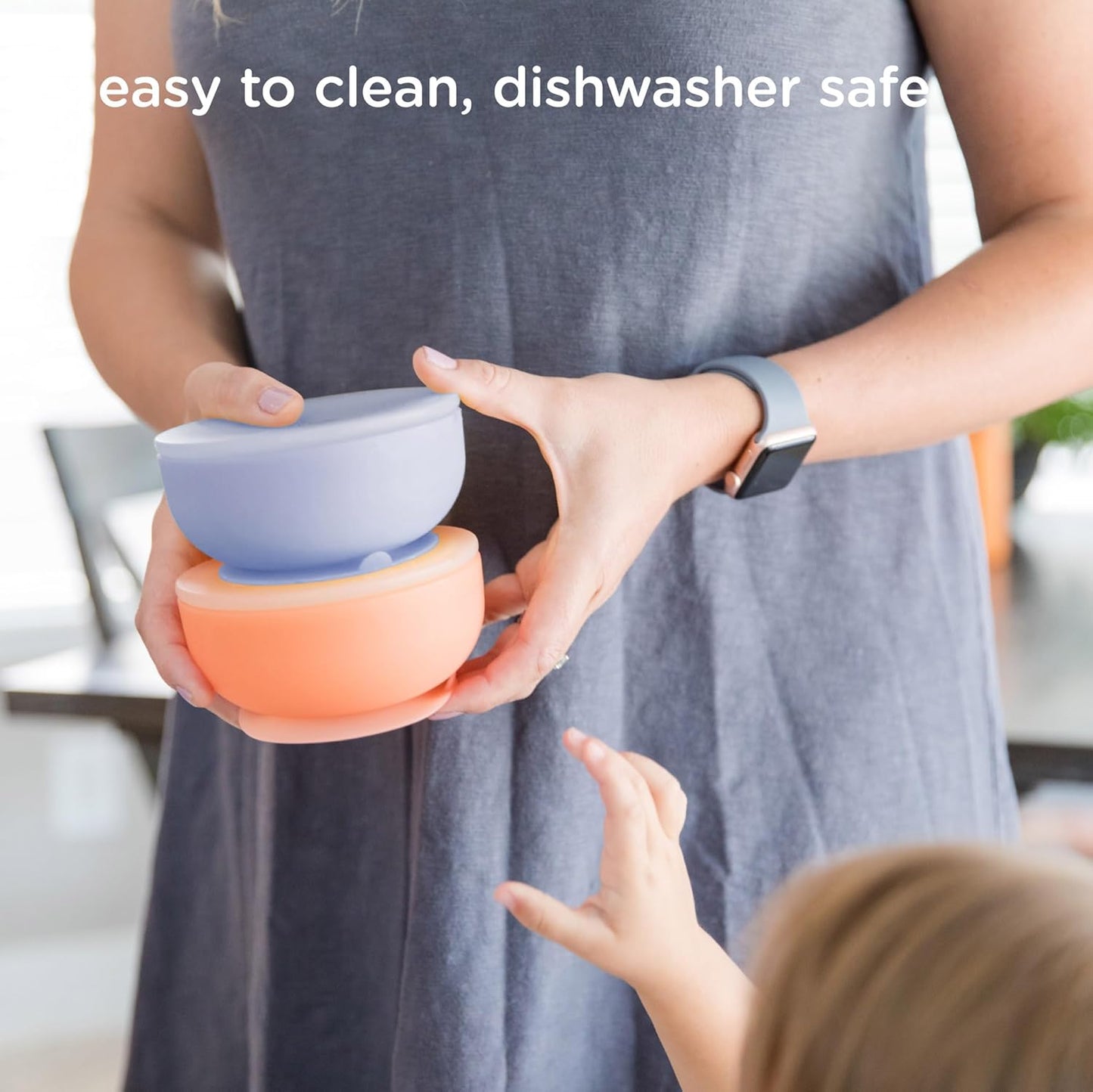 Olababy 100% Silicone Suction Bowl with Lid for Independent Feeding | First Stage Self Feeding Essential for Toddlers and Kids| Baby Led Weaning Snack Feeder | Food Container and Storage |