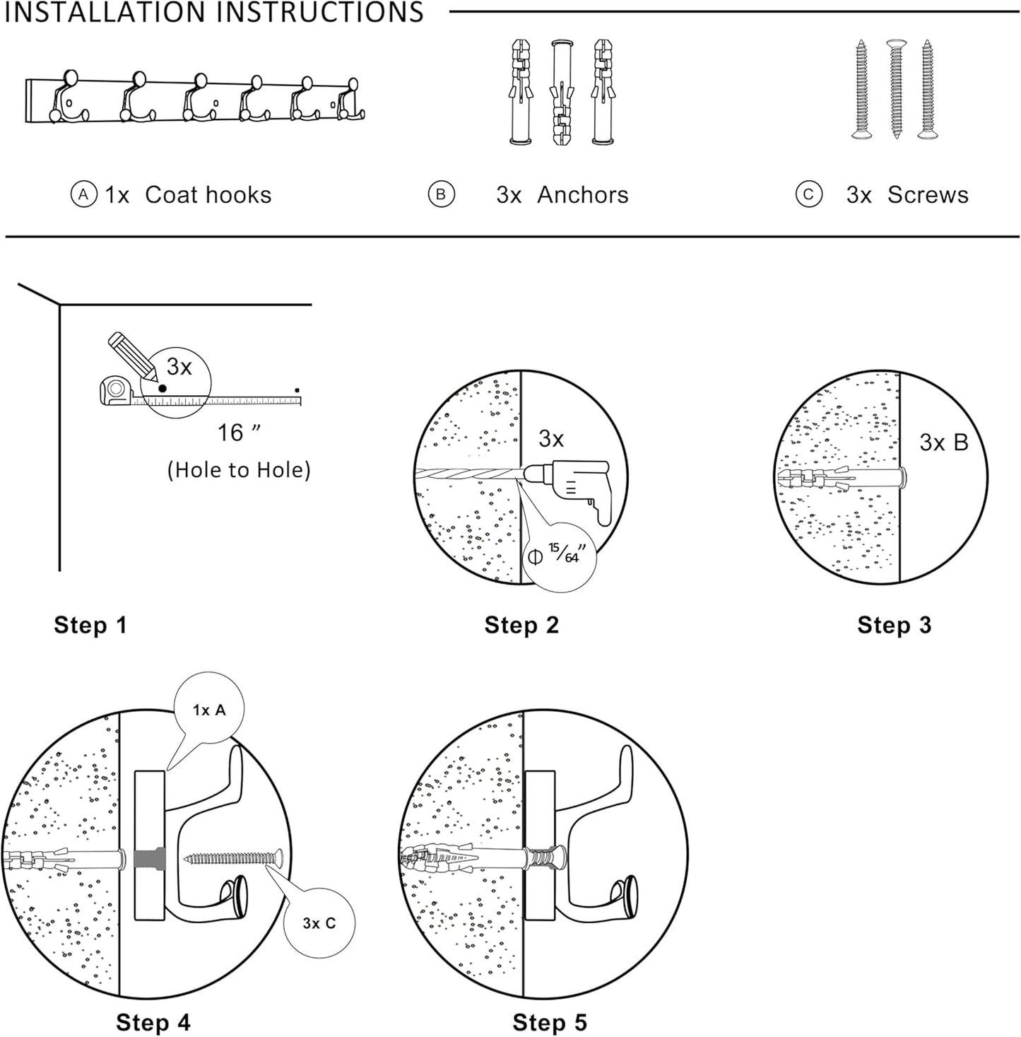 SKOLOO 39-Inch Natural Wood Coat Rack Wall Mount with 6 Triple Hooks - Ideal for Family Entrances, Classrooms, and Pet Supplies Storage - Perfect Coat Hooks for Wall