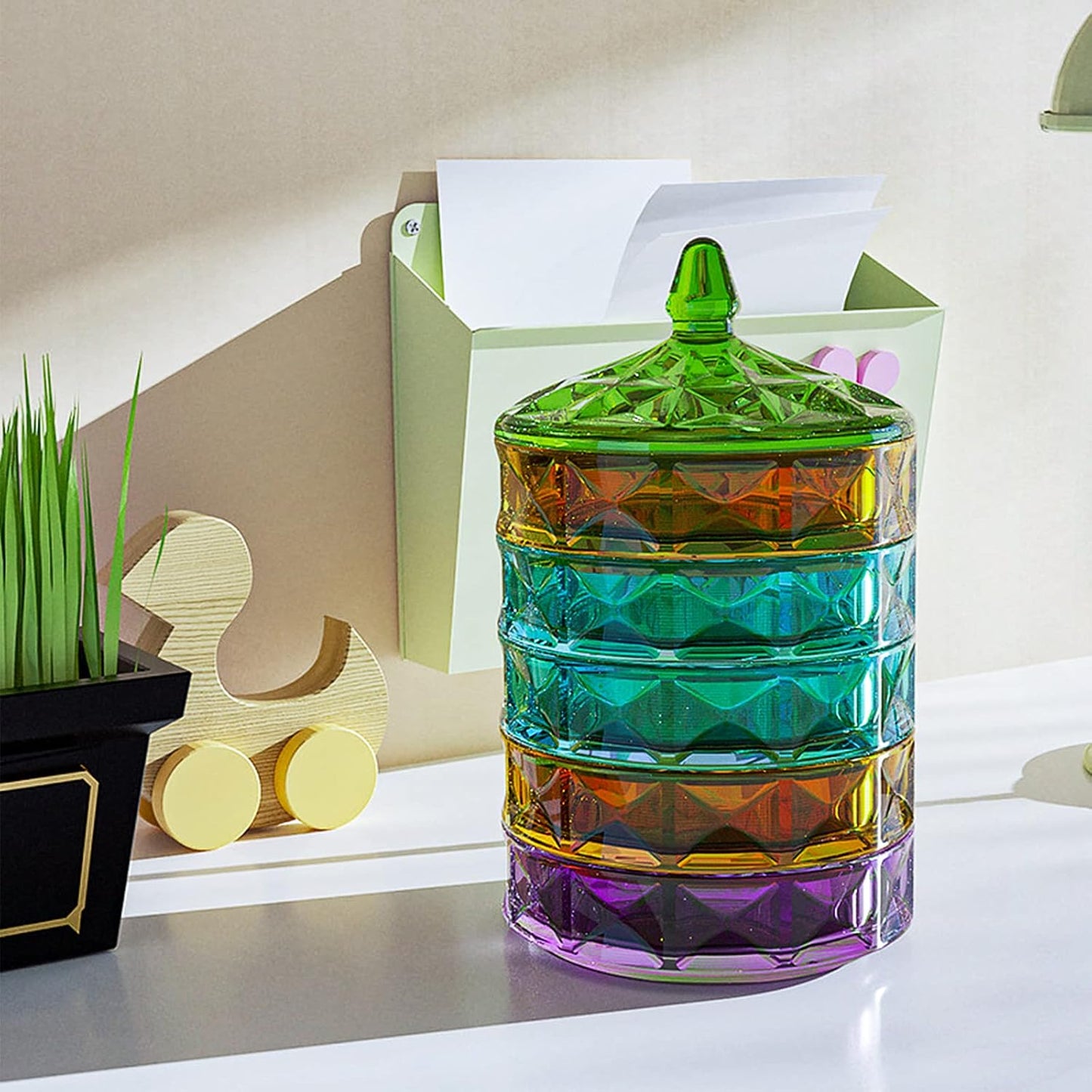 Multi-Layer Box Resin Mold with Lid, Silicone Storage Box Mould for Epoxy Casting, Stackable Organizer Decor Container for Storage Jewelry Trinket Candy DIY Crafts