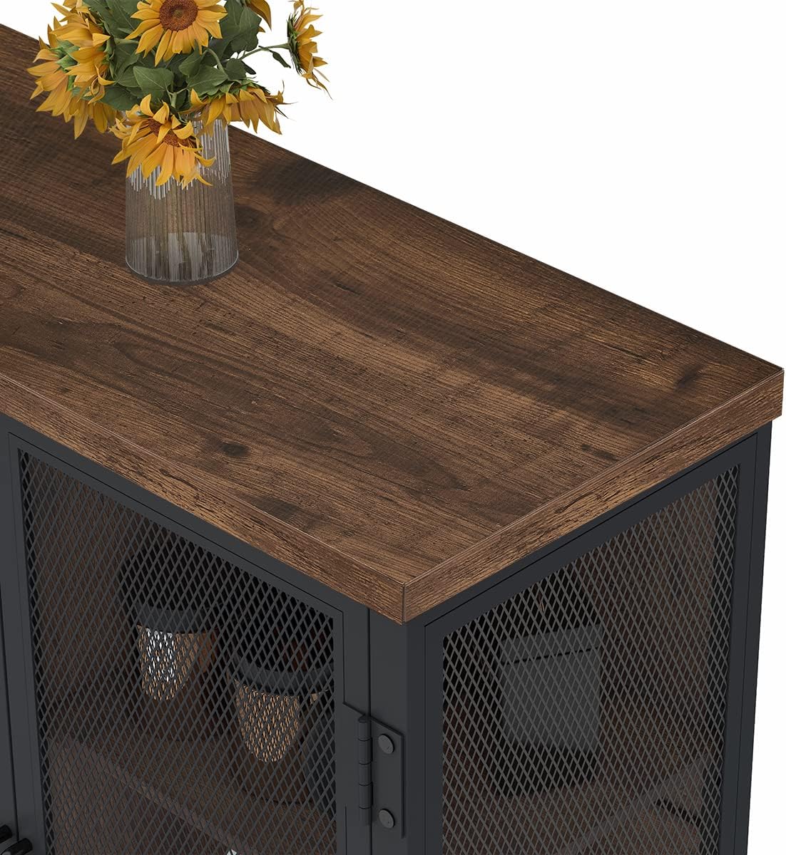 BON AUGURE Coffee Bar Cabinet for Liquor, Small Storage Cabinet for Home Kitchen, Farmhouse Sideboard Buffet Cabinets, Industrial Alcohol Cabinets for Dining Entryway Living Room (Rustic Oak)