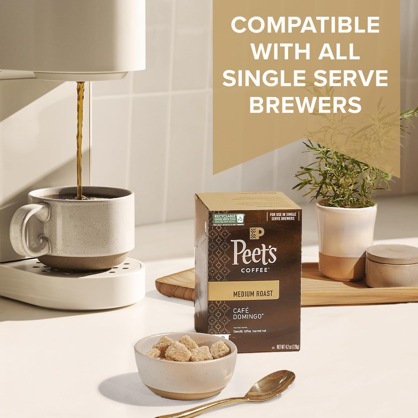 Peet's Coffee, Light Roast Single Serve Coffee Pods - Sun Catcher 60 Count (6 Boxes of 10 Pods)