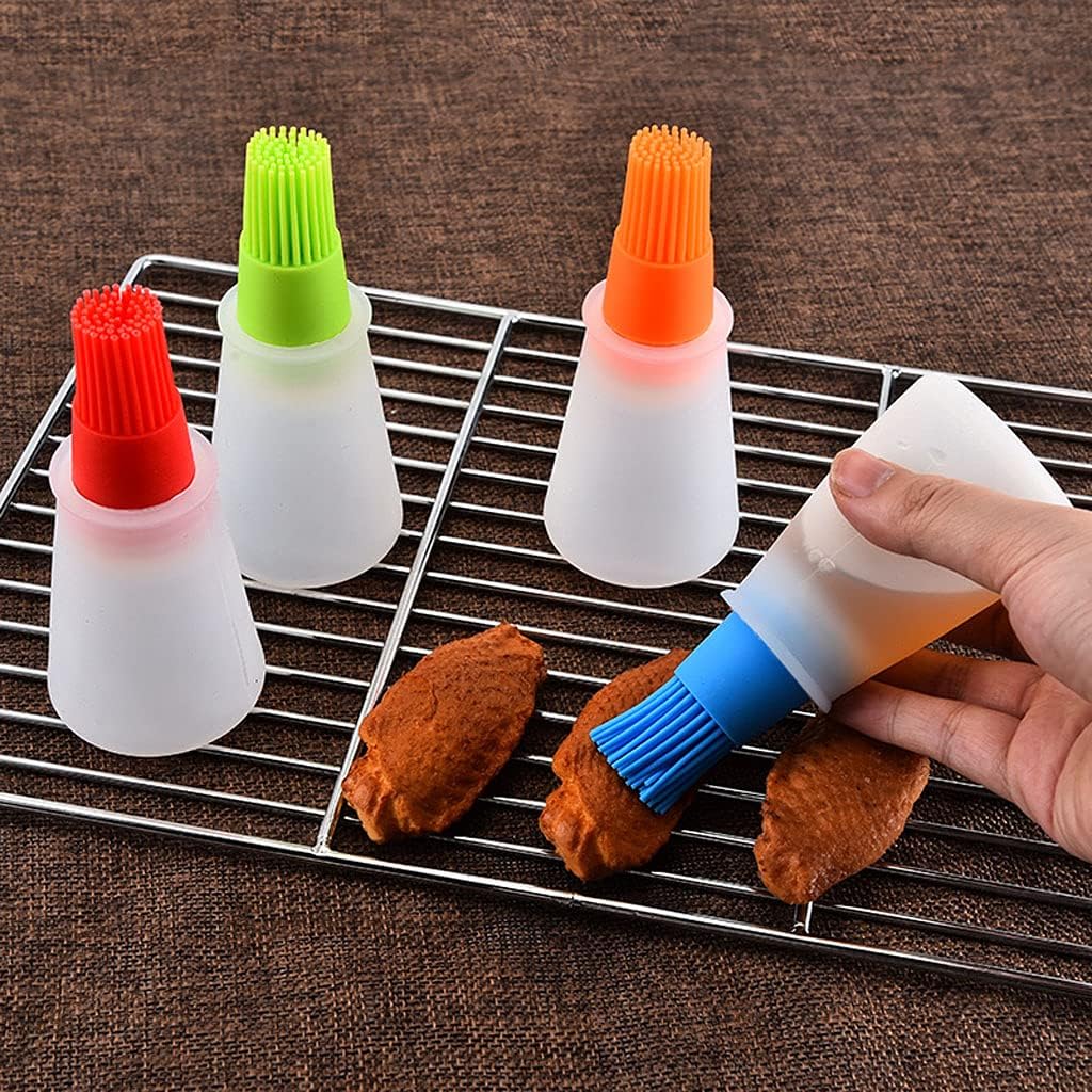 Silicone Oil bottle brush,BBQ/Pastry Basting Brushes,Silicone Cooking Grill Barbecue Baking Pastry Oil/Honey/Sauce Bottle Brush (4 PCS,Multicolor)