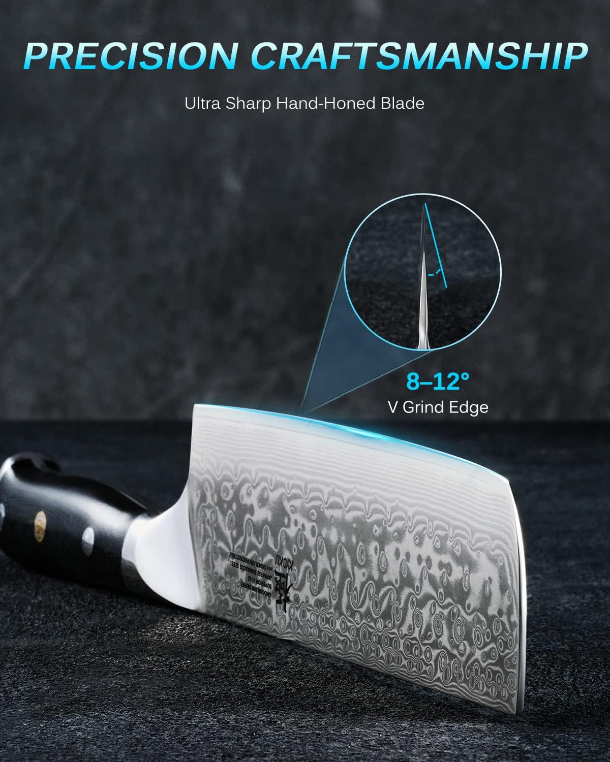 KYOKU Gin Series Nakiri Knife, 7" Vegetable Knife, Japanese VG10 Damascus Stainless Steel Kitchen Knife with Silver Ion Blade G10 Handle & Mosaic Pin, Professional Chef Knife for Veg Fruit Meat