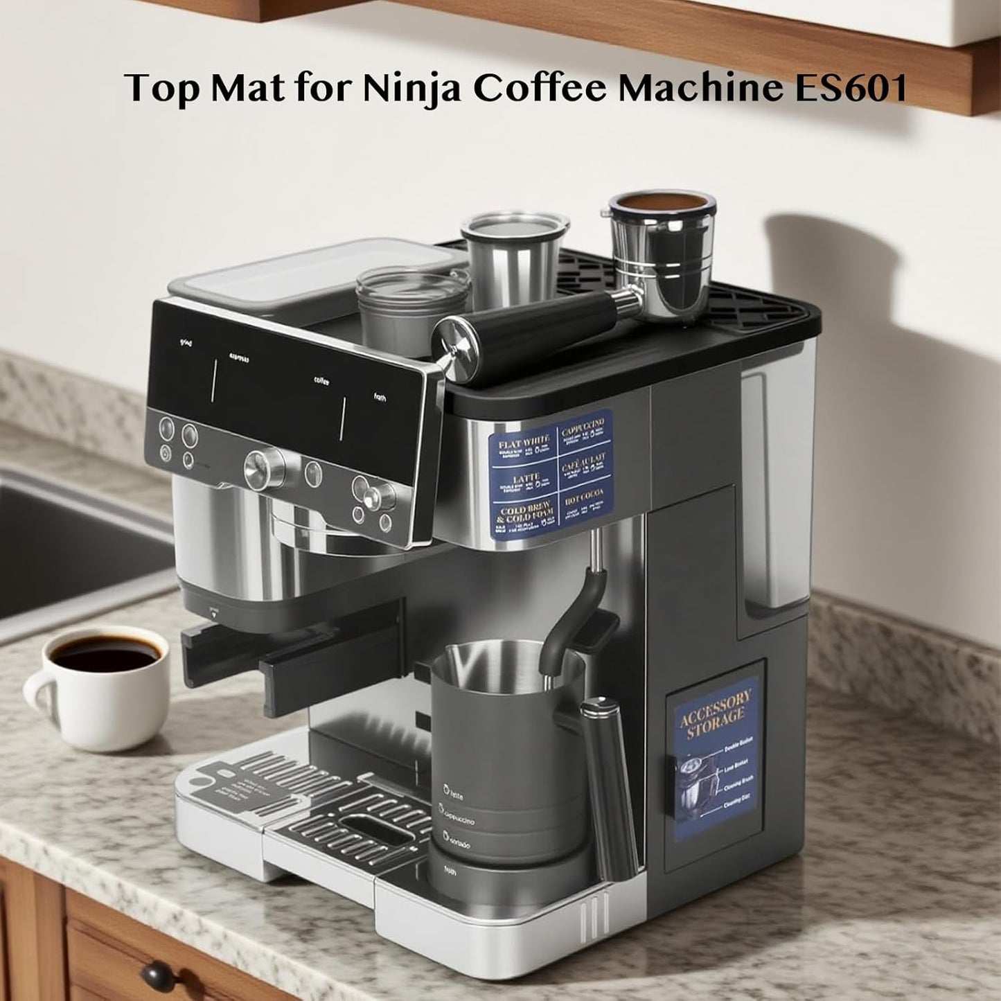 Silicone Espresso Machine Mat for Ninja Luxe Café ES601 | Top Protector, Anti-Slip, Waterproof & Heat-Resistant - Easy to Clean Accessories