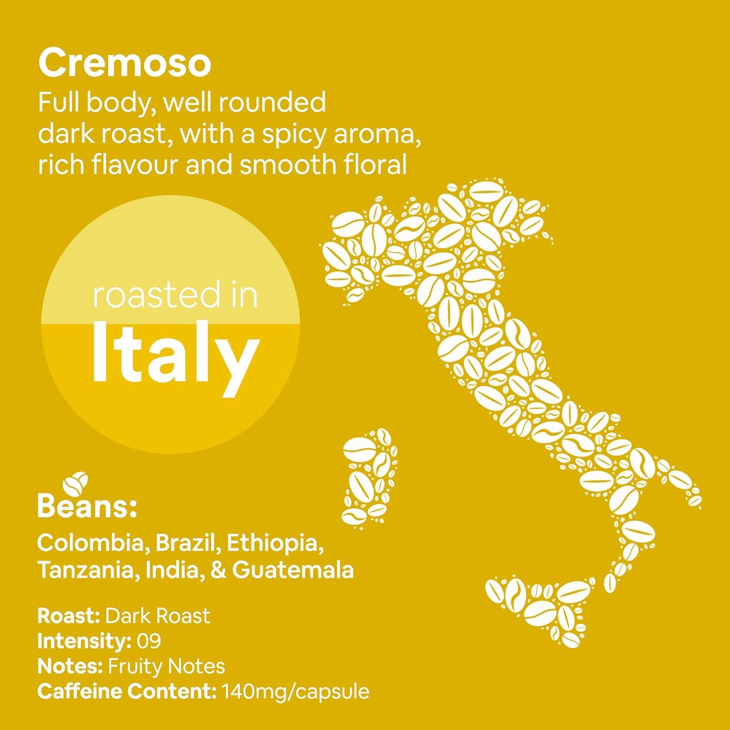 WOKEN COFFEE Compostable Nespresso Pods - Cremoso Dark Roast Italian Espresso Coffee Capsules Compatible With Nespresso Coffee Machine (100 Pod Count, 10 Boxes)