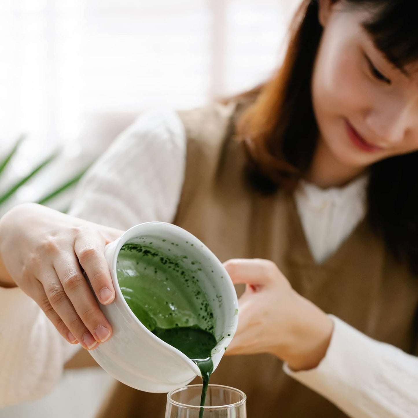 Marce Matcha Whisk Set- Matcha Set includes Matcha Whisk and Bowl (Bowl with Spout), Sifter, Holder and Scoop- The Perfect Bamboo Whisk for Matcha Tea (White- 7PC)