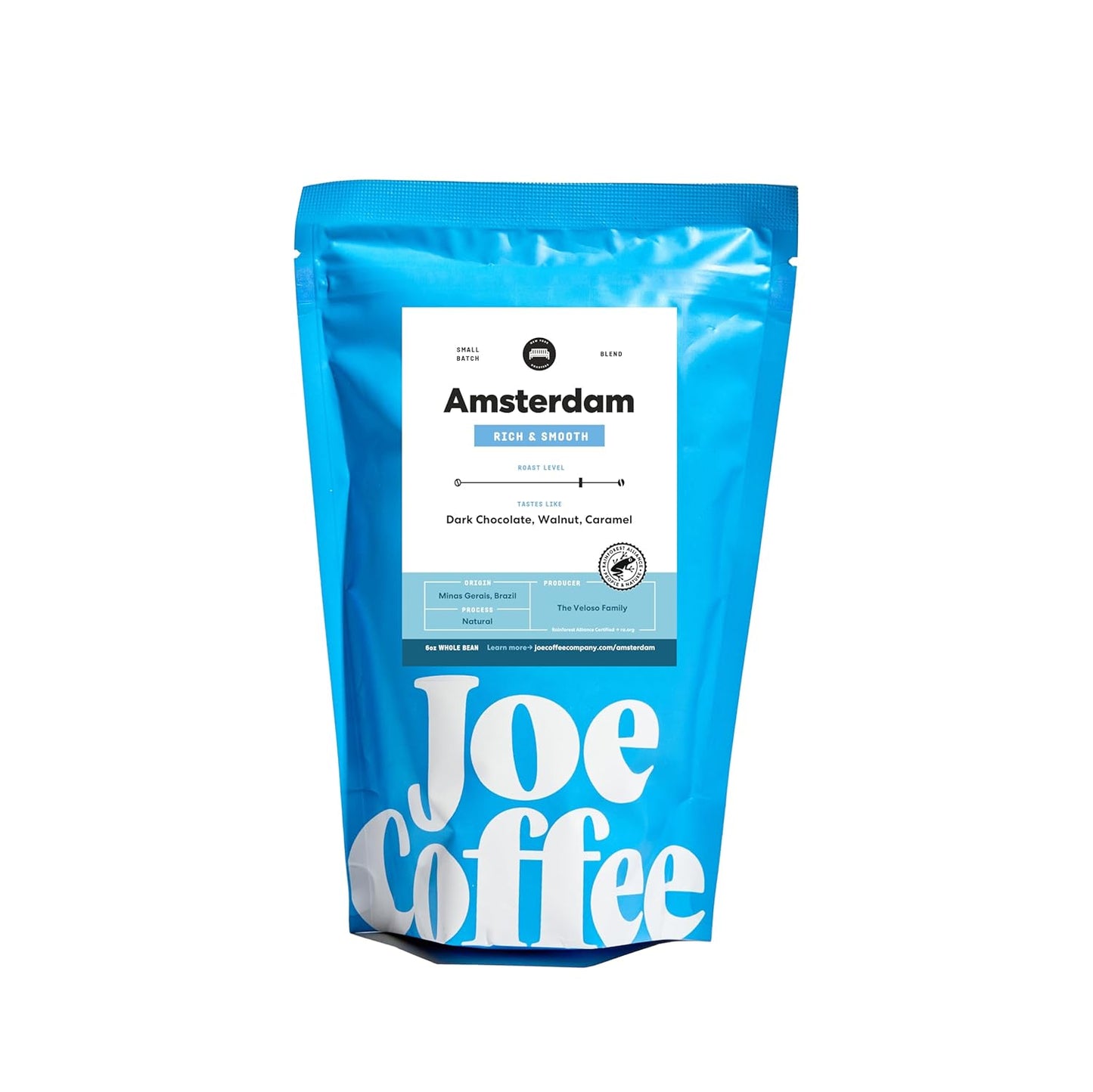 Joe Coffee Company - The Amsterdam Whole Bean Specialty Coffee, 6 oz Bag | NYC Roaster, Rainforest Alliance Certified, Kosher, Climate-Friendly