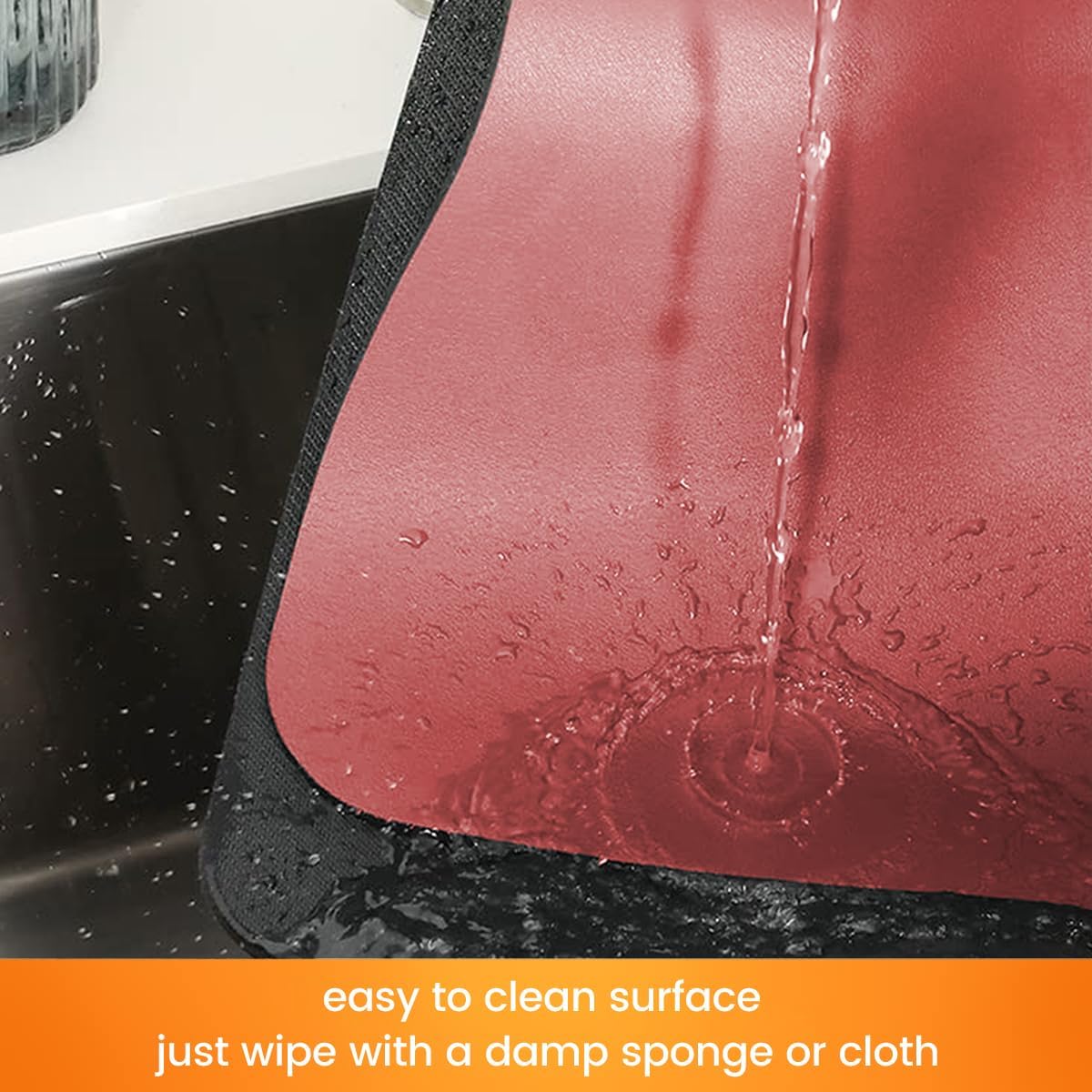 Mimore Red Coffee Bar Mat - 16x24 Inch Absorbent Mat Hides Stains - Fits Under Coffee Maker & Espresso Machine