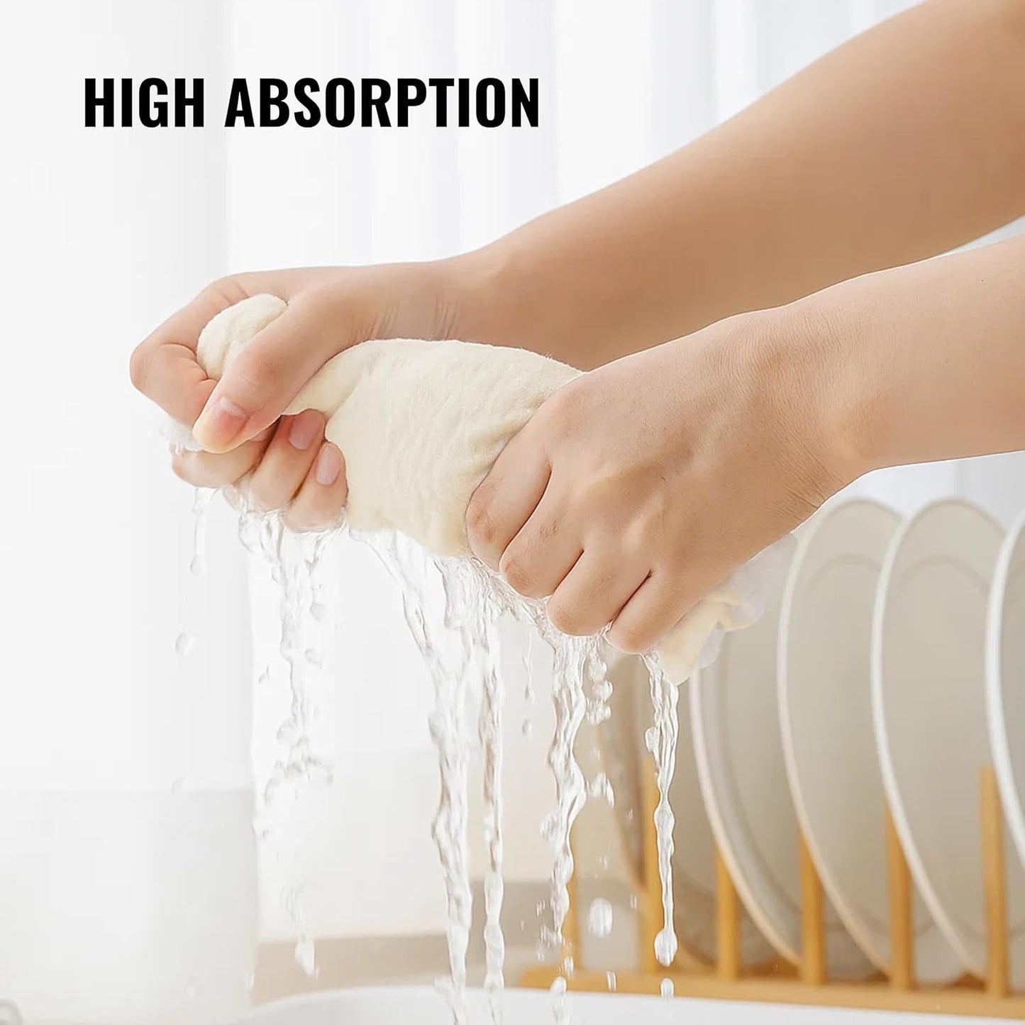 Dish Cloths Cotton| Kitchen Wash Cloth | Shop Towels Absorbent and Lint Free Flour Sack| Dishcloths for Kitchen Washing Dishes| Thick Absorbent Quick Dry Dish Rags | 4 Pack 13"x13" Natural