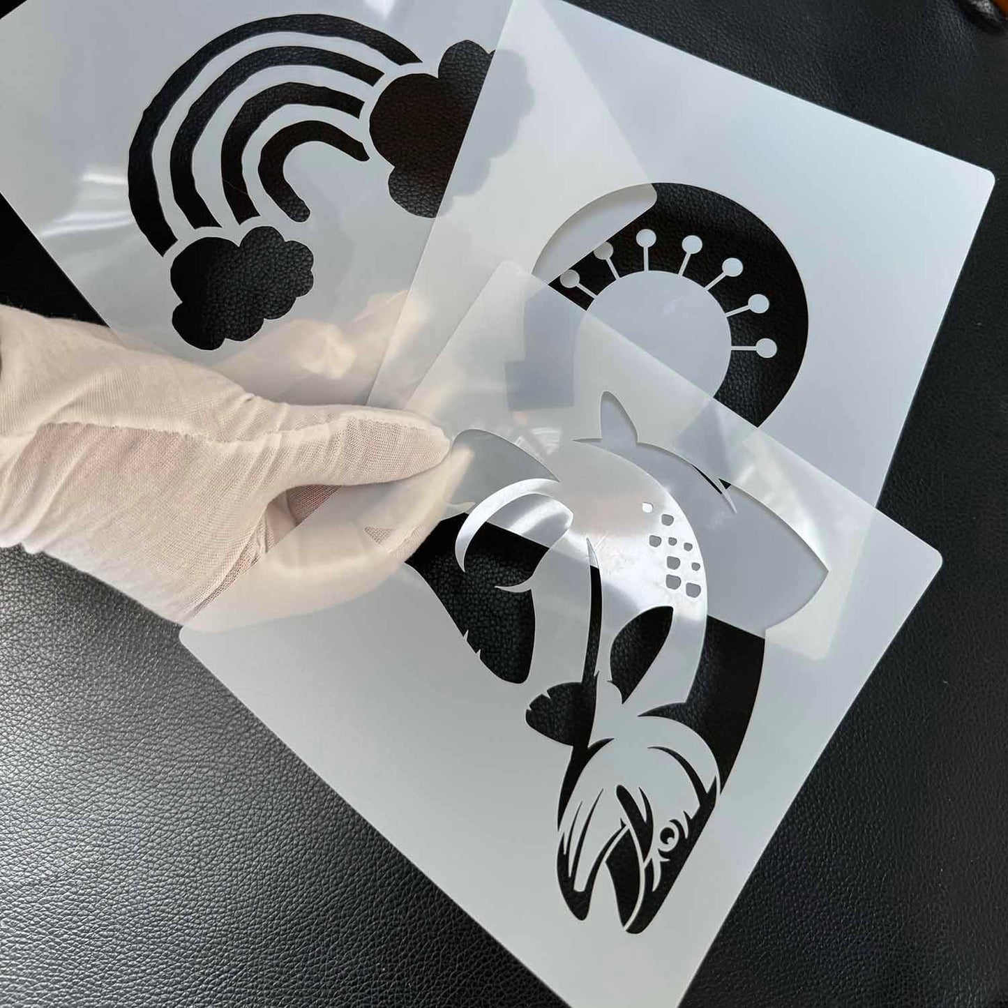 MAGJUCHE Hibiscus Stencil 6 Inches, Reusable Spring Flower Stencil for Painting DIY Crafts Decor