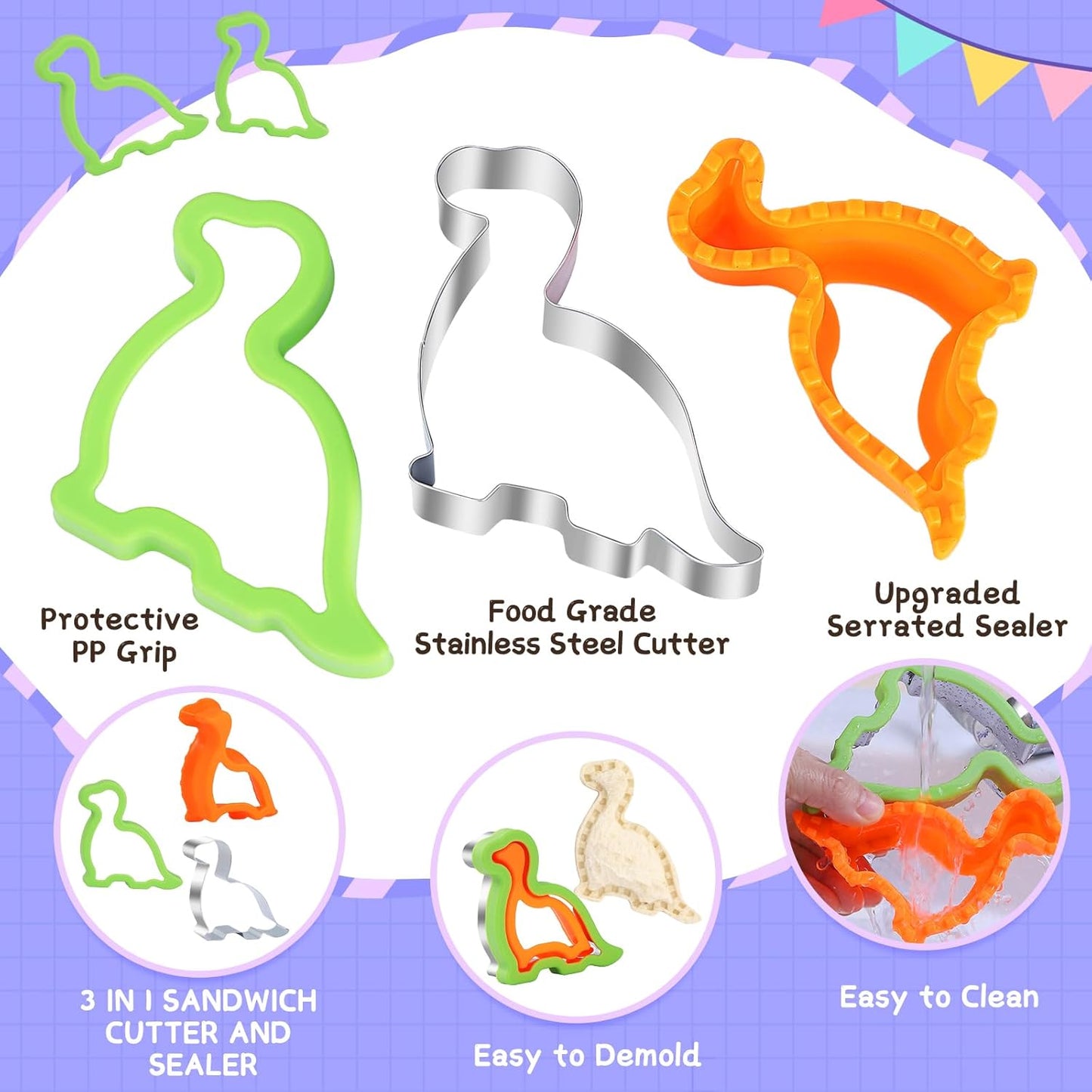 30 Pcs Sandwich Cutter and Sealer Set, Sandwich Cutters for Kids Lunch, Decruster Sandwich Maker,Vegetable Cutter Shapes,Bread Cookie Cutters for Kids Lunchbox and Bento Box