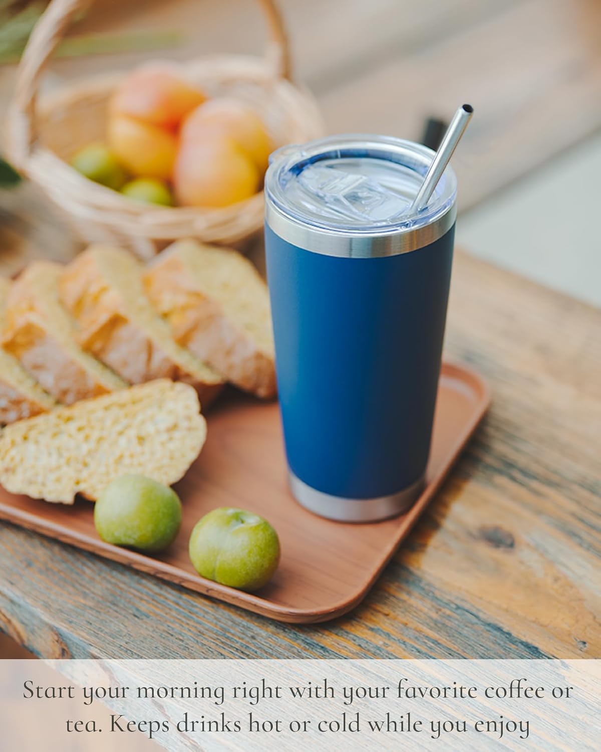 Travel Coffee Tumbler 20oz, 4 Pack Leakproof Travel Coffee Mug with Lid and Straw, Stainless Steel Double Wall Vacuum Insulated Tumbler for Hot/Iced Drinks (Textured Matte, Army Green)