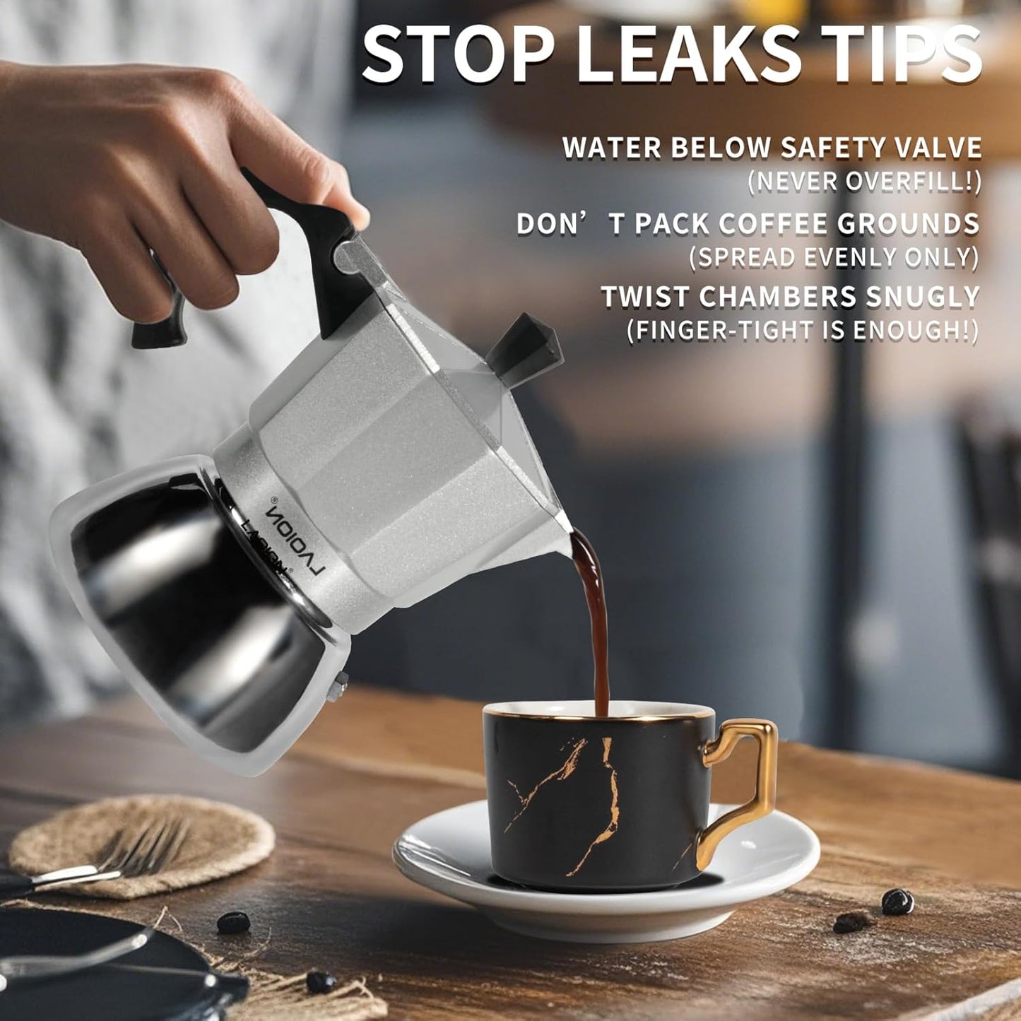 Stovetop Espresso Maker, 3Cup Moka Pot, Espresso Machine Compatible with Induction Cooktops, 150ml Stainless Steel & Aluminum Cuban Coffee Maker for Cafetera Cubana, Silver