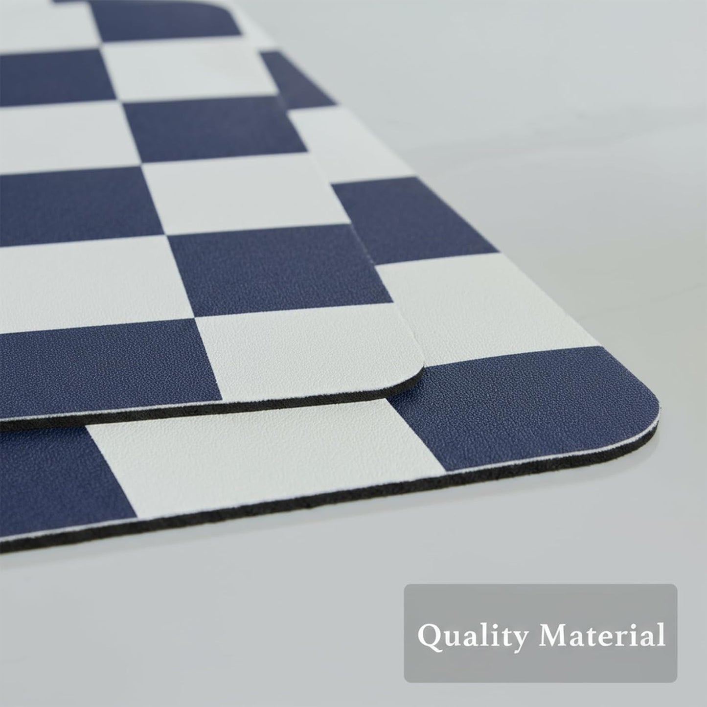 Checkered Dish Drying Mat for Kitchen Counter, Coffee Bar Station Accessories, Retro Cute Aesthetic Modern Absorbent Drainer Mat Kitchen Drying Mat Easy Clean (Navy Blue, 24" x 16")